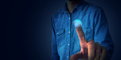 Biometric Fingerprint Authentication Security Concept for secure authentication, identity verification, cybersecurity, and modern access control technology. Ideal for fintech, data protection, login