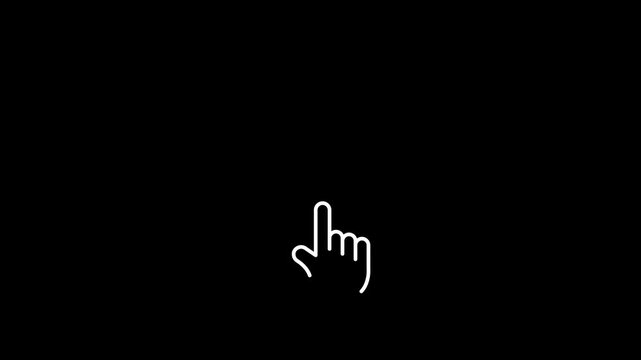 Hand cursor icon animation. Link, mouse, click, point, pointer, finger, select, choose, animated icons. Transparent black background