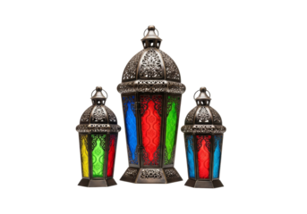 colorful arabic lanterns trio for ramadan eid mubarak
