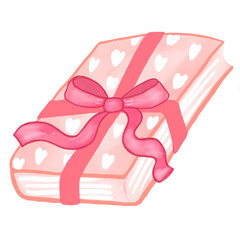 pink gift box book with ribbon