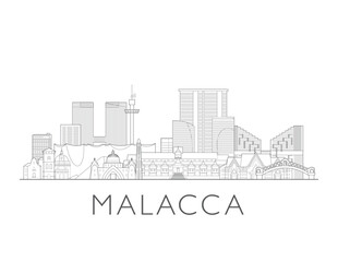 Malacca Malaysia cityscape illustration skyline drawing