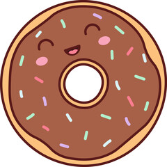 Donut Kawaii Smiling With Sprinkles