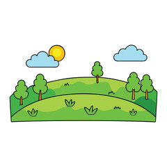 Obraz premium A vibrant summer green field stretches under a bright blue sky, filled with fresh grass, wildflowers, and warm sunlight, creating a peaceful, open landscape full of life and calm.! 