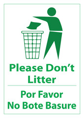 Please Don't Litter Por Favor No Bote Basure Icon Victor