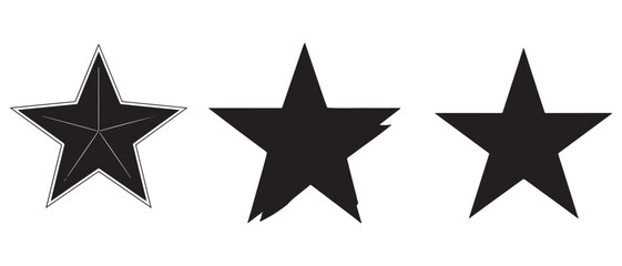 Star silhouette set minimal black icon collection

