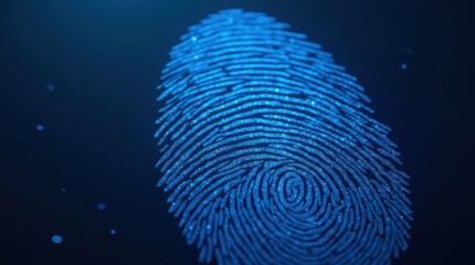 Blue shiny abstract fingerprint background banner. Symbolizing exceptionality and uniqueness. Human gender identification identity concept