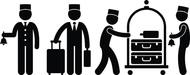 Hotel bellhops assist guests with luggage and services © Tusher