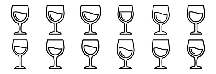 wine cup blessing Outline Icon Set. Maundy Thursday line art icons