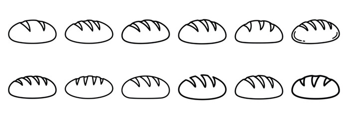 biblical bread loaf Outline Icon Set. Maundy Thursday line art icons