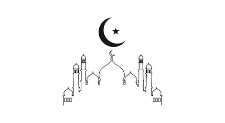 Pakistani crescent and star with mosque outline a striking black and white silhouette © Jewel