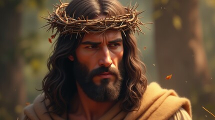 Jesus Christ our father with a crown of thorns 
