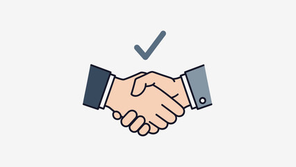 Business Handshake with Checkmark Symbol on Isolated White Background