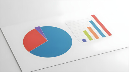 Vibrant Business Charts on White Paper and Colorful Graphics