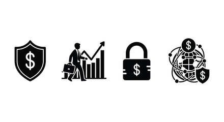 Financial security growth and global network concepts illustrated with a striking silhouette