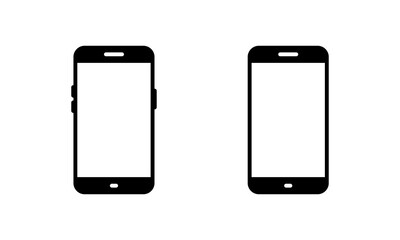 Smartphone icon with blank screen display. Mobile phone and cellphone symbol