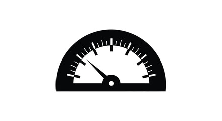 Simple gauge with a black needle pointing to a value minimalist design silhouette
