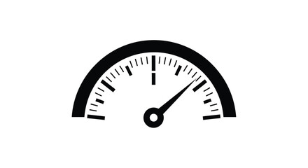 A black gauge with a needle pointing to a value simple illustration silhouette