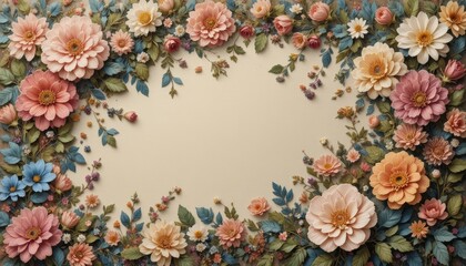 Ornate Floral Arrangement with Pastel Flowers and Green Leaves on Soft Background