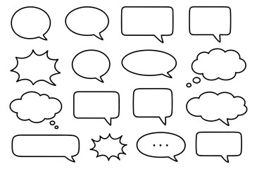 Obraz premium Hand drawn speech bubble set featuring chat boxes, thought clouds, and comic bursts for communication
