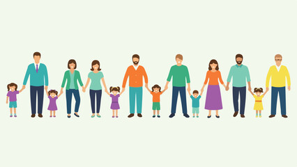 Diverse Families and Generations Holding Hands Vector Illustration