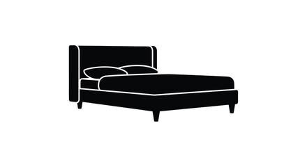 Modern bed design with pillows and a simple frame black and white silhouette