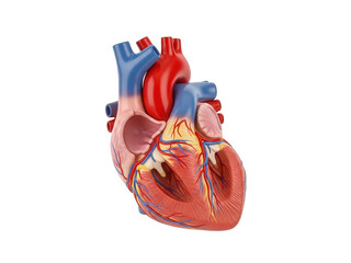 A detailed 3d medical illustration of a human heart model on a black background