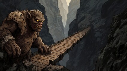 Fantasy Creature Guards Rickety Wooden