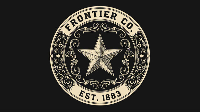 Frontier Co Est 1883 Vintage Emblem with Star.