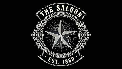 Vintage Saloon Emblem with Star and Established Date.
