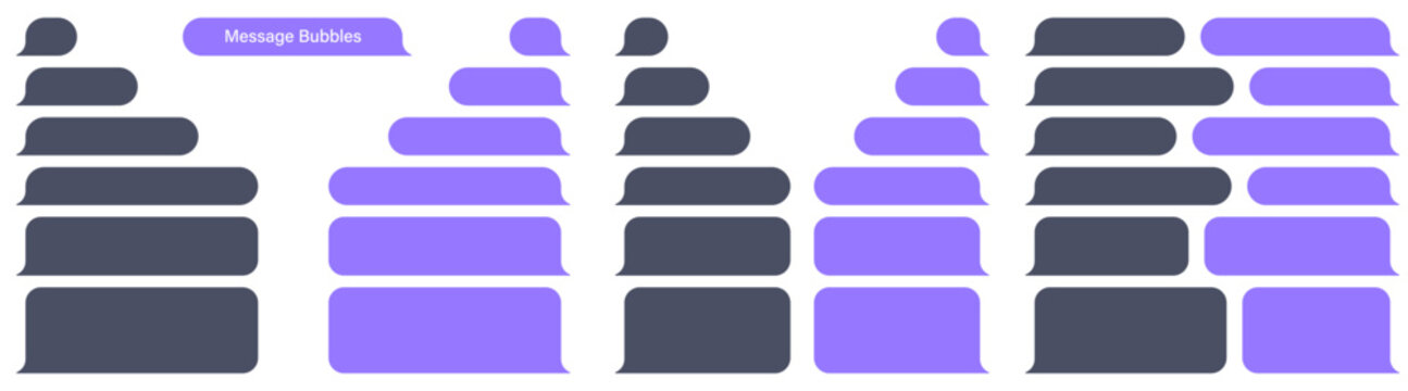 Blank vector message bubbles. Chat or messenger speech bubble. SMS text frame. Short message sending