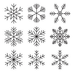Decorative Winter Snowflake Star and Crystal Icons