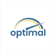Optimal performance logo icon vector with speedometer gauge concept in a modern clean style for business analytics branding technology and professional corporate identity