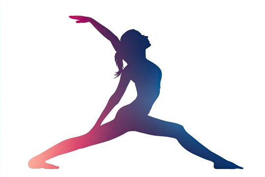 Silhouette of a Woman Performing Yoga Pose in Dynamic Side Split on White Background