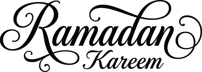 Ramadan Kareem Elegant Script Typography Illustration, Minimal Islamic Holiday Greeting Design for Holy Month Celebration and Muslim Festival Use