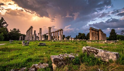 Windsor Ruins - A Glimpse into Mississippis Antebellum Past Under Dramatic Skies.