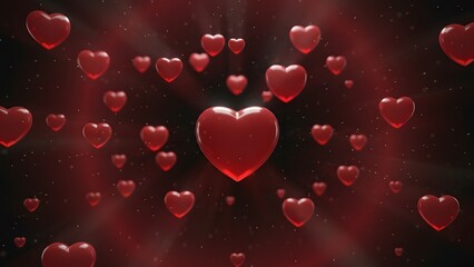 Obraz premium A beautiful image of red hearts floating in a dark space