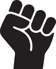 Raised Fist Power Protest Vector Icon, activist symbol, revolution icon, rights movement.