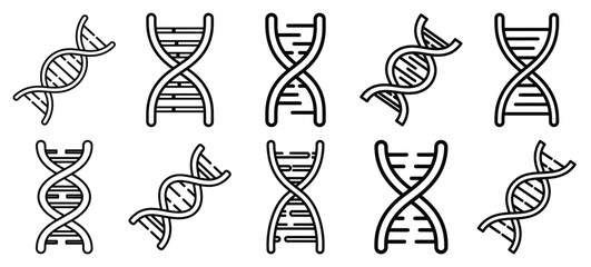 Fototapeta premium dna helix medical health care outline icon set, line art minimal design