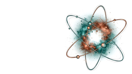 Ethereal Bliss Orbits in Teal-Copper to Pearl &ndash; Minimalist Watercolor with Sharp Orbital Paths and Copy Space for Emotional Fulfillment