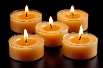 Decorative candles on a black surface