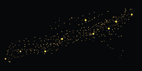 Elegant gold glitter particles scattered on a black background for a festive celebration vector illustration.