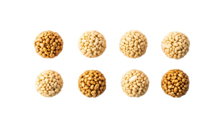 Eight beige oval objects isolated on transparent background