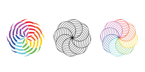 Colorful abstract spiral pattern with floral design background.