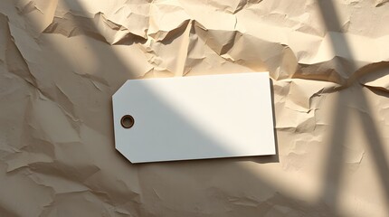 blank recycled paper tag mockup with natural texture and soft light