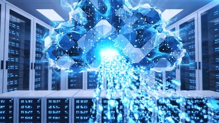 Cloud computing infrastructure with abstract data flow in a modern server room