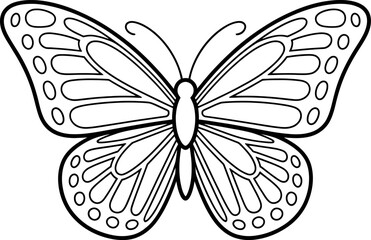Black and white butterfly outline with symmetrical patterns 3