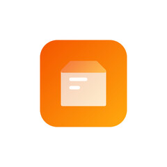 Minimal package box icon - stylized box or file folder icons on orange rounded background, modern flat style for delivery, shipping, storage, and logistics apps.
