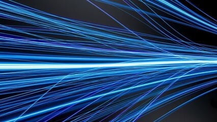 Abstract blue light streaks converging in a dynamic digital pattern against a dark background