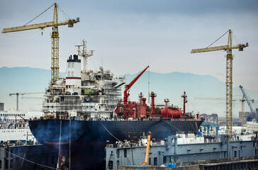 Industrial and cruise port of Naples in Italy