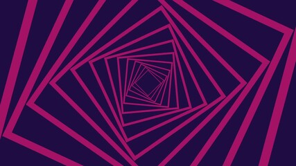 A mesmerizing abstract geometric tunnel created by rotating concentric pink squares on a dark purple background, forming an optical illusion. - Powered by Adobe